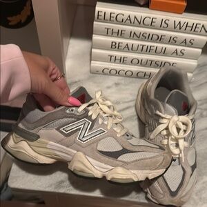 New Balance Off-White and Gray Athletic Shoes